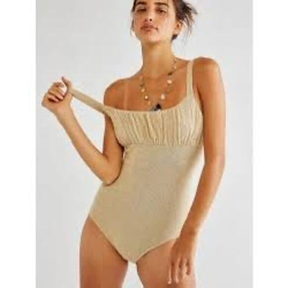 Free People Gwen Women Neutral Bodysuit Size Medium - Picture 1 of 6
